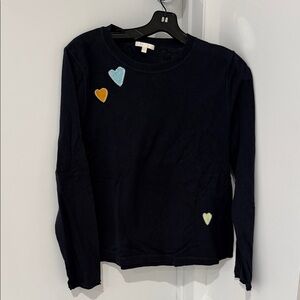 Lisa Todd Navy cotton Blue Heart Long Sleeve Sweater